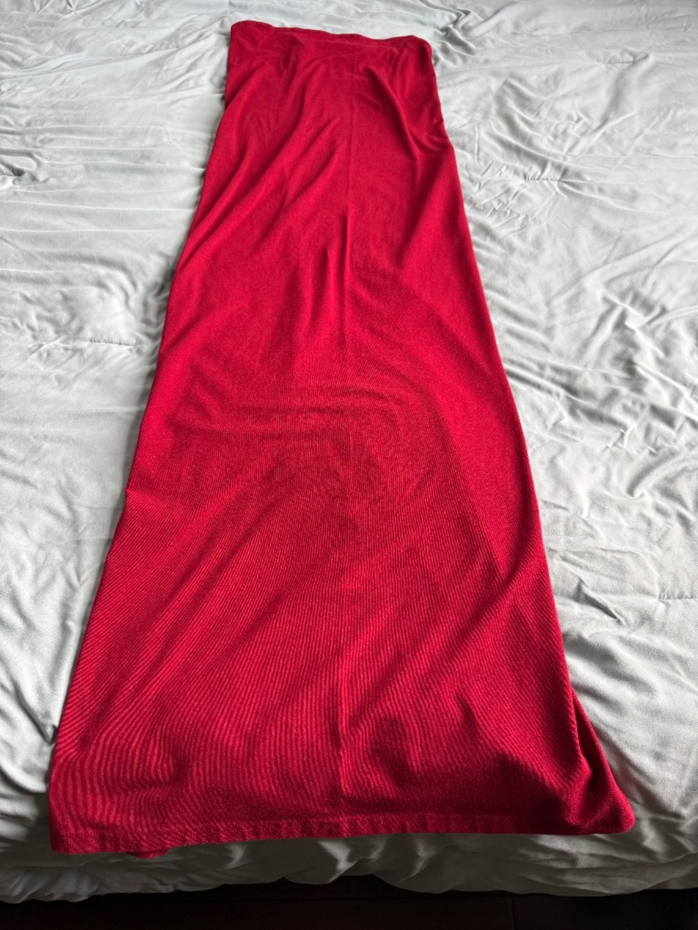American Apparel XS Red Strapless Maxi Dress Slit